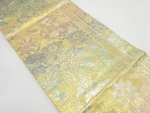 縞に花更紗模様織り出し　袋帯